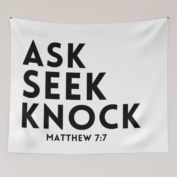 Item preview, Ask Seek Knock Matthew 7:7 black designed and sold by KingsManKind.