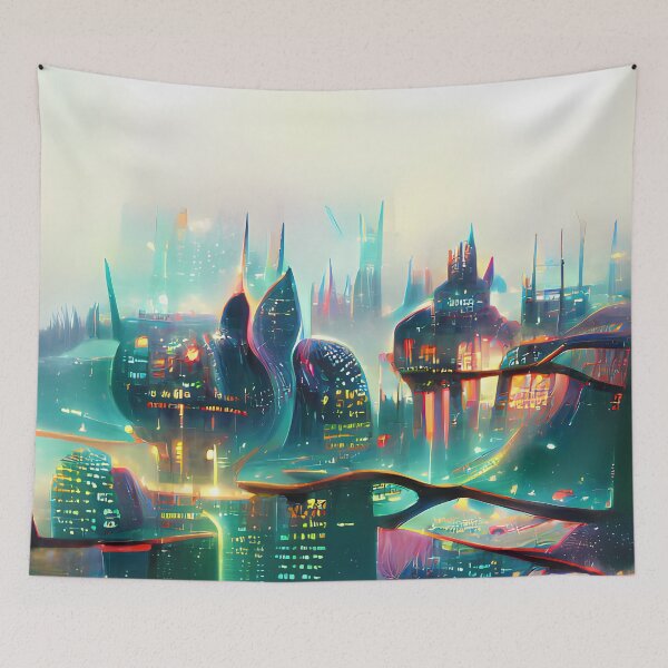 Item preview, Abstract Impression of a Vibrant Futuristic City designed and sold by Arkneer.