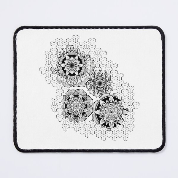 Item preview, 4 Mandalas behind a wall designed and sold by René Voortwist Pen and Ink art.