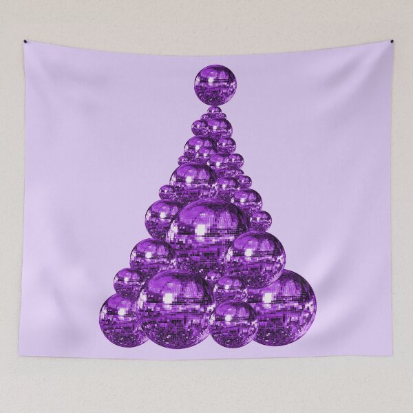 Aperçu de l'œuvre Arbre de Noël disco violet des années 1970 créée et vendue par Deborah Camp.
