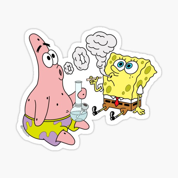 Item preview, Spongebob and Patrick Smoking Weed Cannabis Cartoon Art Magnet designed and sold by CosmoBun.