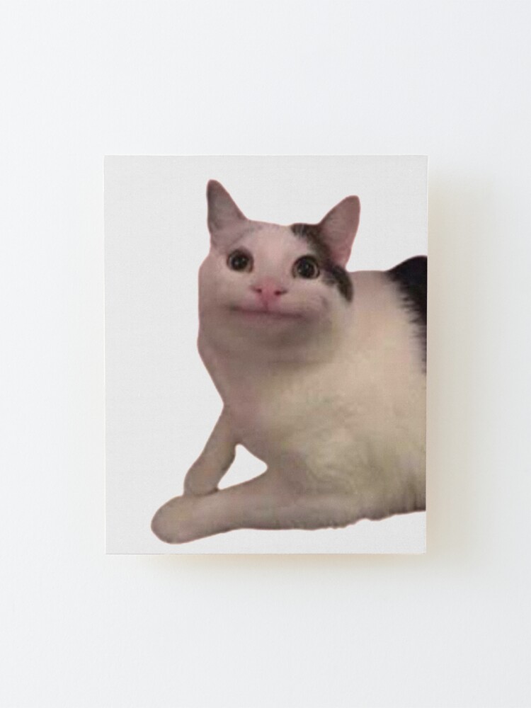 Beluga Cat Meme Face Smiling | Mounted Print