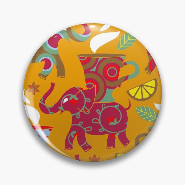Item preview, Elephant Tea Party, saffron yellow background designed and sold by Irina Ivanova.