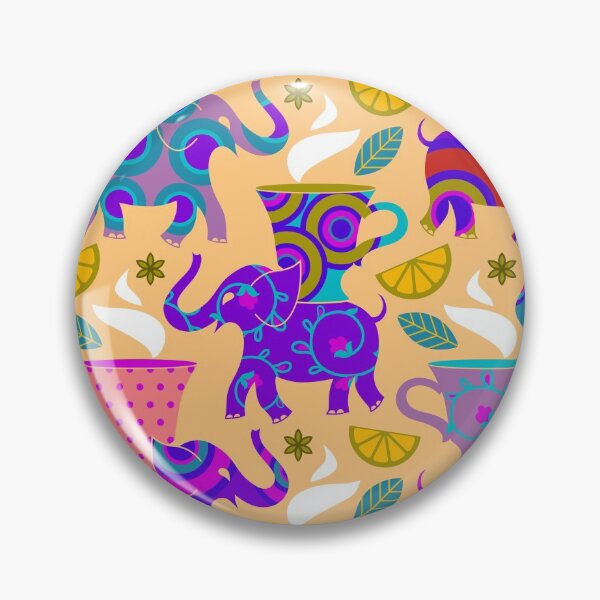 Item preview, Elephant Tea Party, apricot and violet designed and sold by Irina Ivanova.