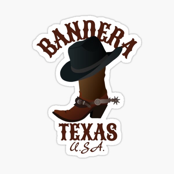 Artikel-Vorschau von Old Skool Cowboy Bandera Texas, brauner Text – Retro Cowboy / Retro Western, designt und verkauft von TimelessLocales.