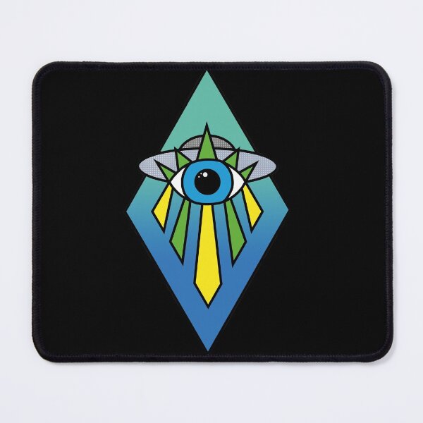 Item preview, Illuminati Pyramid UFO Evil Eye Art Deco Geometric Diamond Shape Green Blue Sea Sky Space designed and sold by Ciara Shortall.