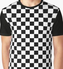 Black Checkered Pattern Graphic T-Shirt