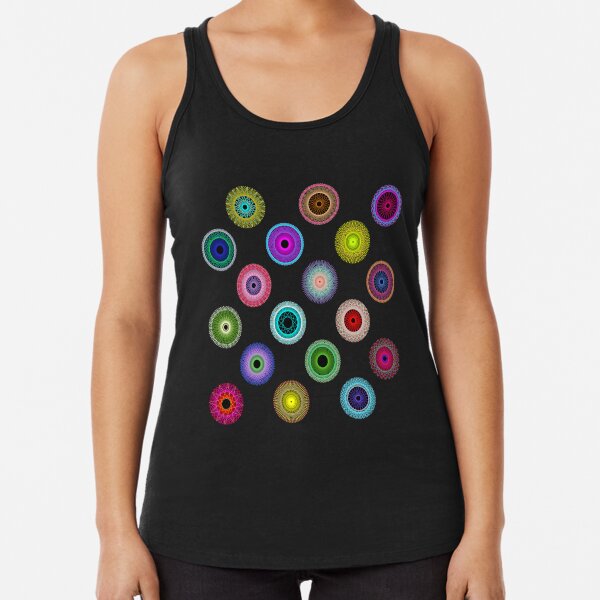 Polka Dot with Math Stars on Black Racerback Tank Top