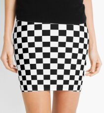 Black Checkered Pattern Mini Skirt