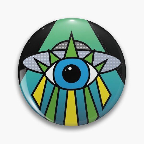 Item preview, UFO Eye Art Deco Geometric Diamond Shape Dark Green Blue Sea Sky Space Illuminati Pyramid designed and sold by Ciara Shortall.