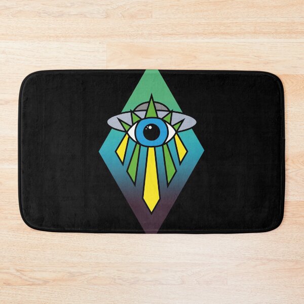 Item preview, UFO Eye Art Deco Geometric Diamond Shape Dark Green Blue Sea Sky Space Illuminati Pyramid designed and sold by Ciara Shortall.
