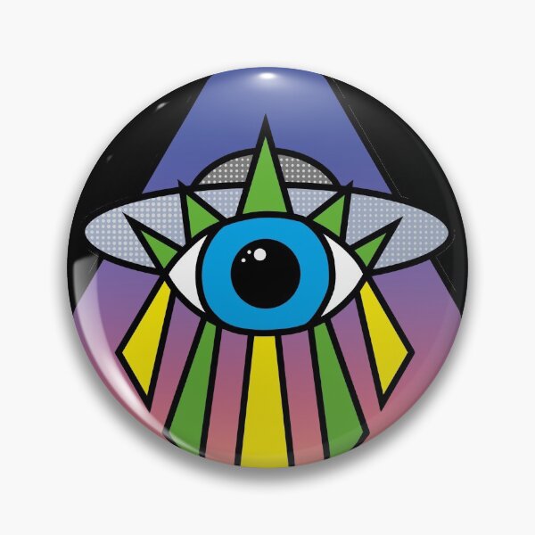 Item preview, UFO Evil Eye Art Deco Geometric Diamond Shape sunset Sky Space Illuminati Pyramid  designed and sold by Ciara Shortall.