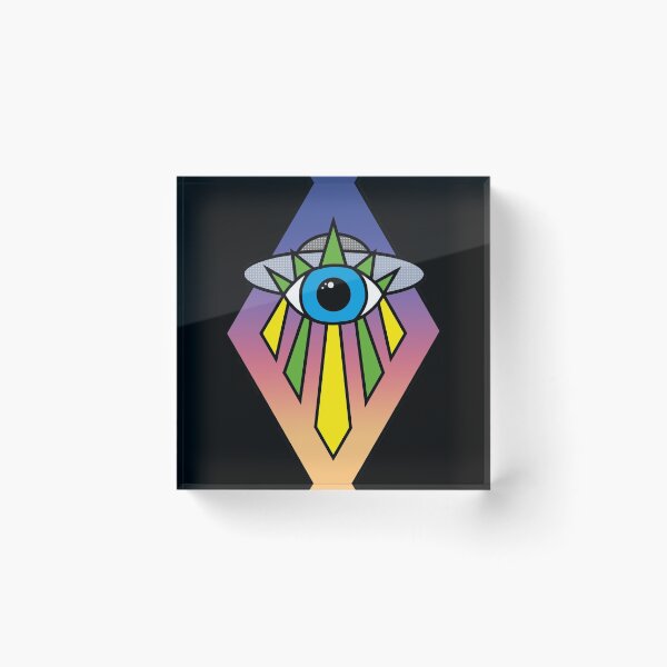 Item preview, UFO Evil Eye Art Deco Geometric Diamond Shape sunset Sky Space Illuminati Pyramid  designed and sold by Ciara Shortall.