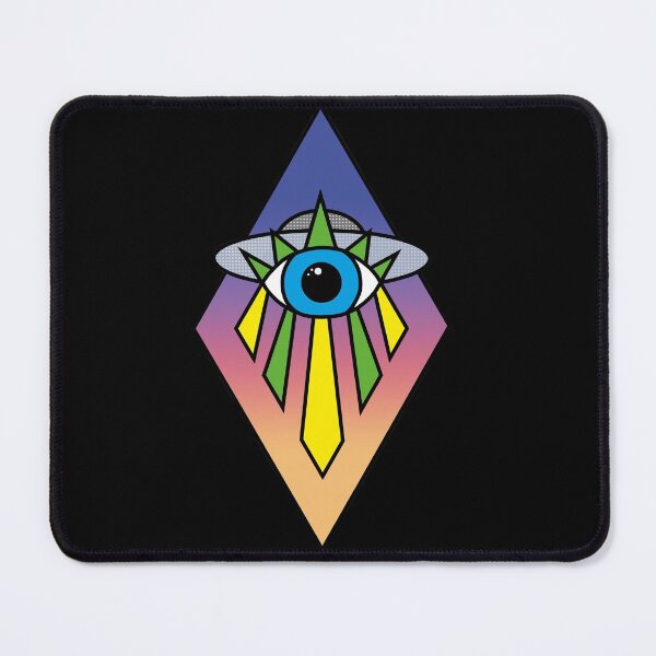 Item preview, UFO Evil Eye Art Deco Geometric Diamond Shape sunset Sky Space Illuminati Pyramid designed and sold by Ciara Shortall.