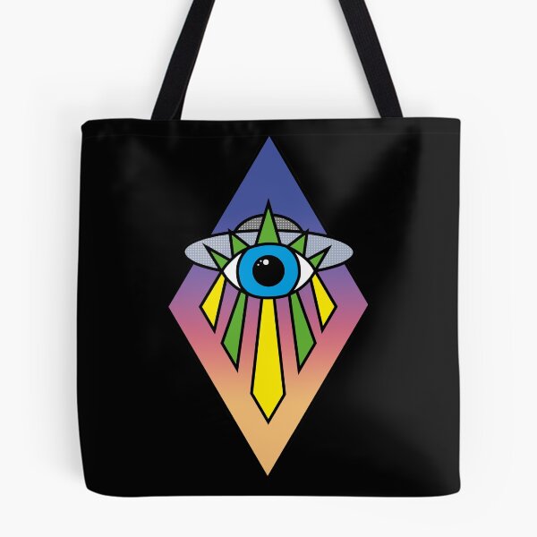 Item preview, UFO Evil Eye Art Deco Geometric Diamond Shape sunset Sky Space Illuminati Pyramid  designed and sold by Ciara Shortall.