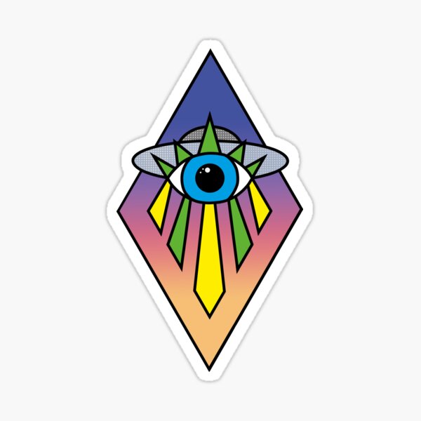 Item preview, UFO Evil Eye Art Deco Geometric Diamond Shape sunset Sky Space Illuminati Pyramid  designed and sold by Ciara Shortall.