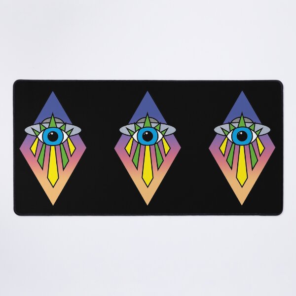 Item preview, UFO Evil Eye Art Deco Geometric Diamond Shape sunset Sky Space Illuminati Pyramid designed and sold by Ciara Shortall.