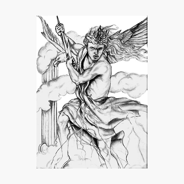 Lámina fotográfica «Dibujo a lápiz de Zeus» de shirtenvy | Redbubble