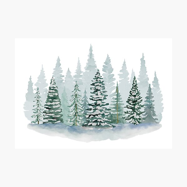 Item preview, Snowy Trees, White Art, Watercolor designed and sold by rurudesign.