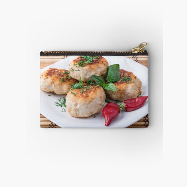 Item preview, Plate with fried meatballs minced chicken with red pepper designed and sold by vladromensky.