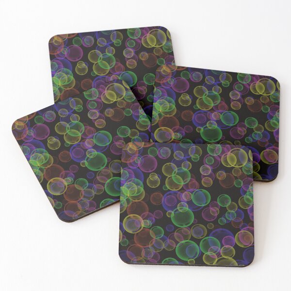 Item preview, Multicolored funky bubbles pattern on black designed and sold by lisakayfotos.
