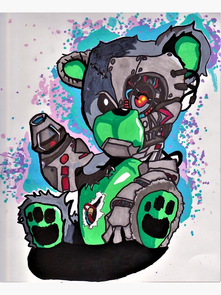 "Teddy Terminator - Half Stuffed Bear Half Robot" Poster for Sale by
