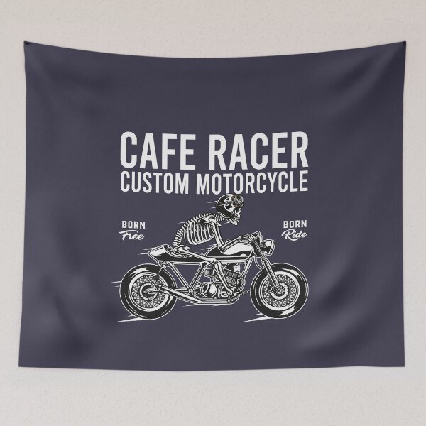 Item preview, Cafe Racer Skeleton Biker Custom Motorcycle Born Free Born To Ride designed and sold by faudeltn.