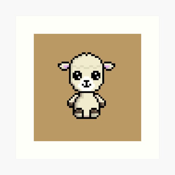 Cute White sheep (Chibi Pixel Animal Character) Art Print
