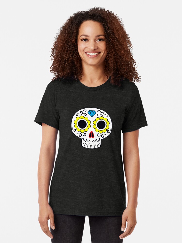 Alternate view of Sugar skull for a cake Tri-blend T-Shirt