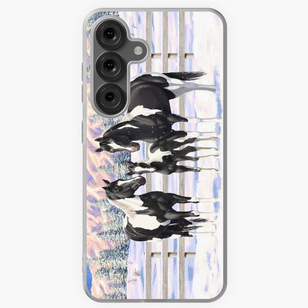 Item preview, Black Paint Horse Pinto Quarter Horses in Snow designed and sold by csforest.