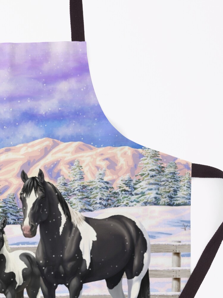 Alternate view of Black Paint Horse Pinto Quarter Horses in Snow Apron