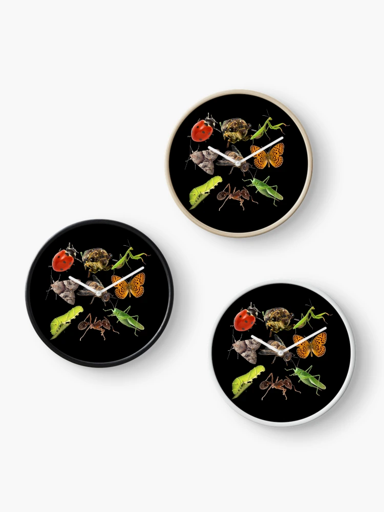 Thumbnail 3 of 4, Clock, Native Insects In A Row Colorful Design designed and sold by EarthArtDesigns.