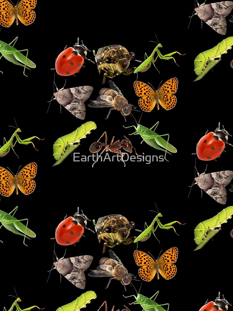 Thumbnail 3 of 3, Scarf, Native Insects In A Row Colorful Design designed and sold by EarthArtDesigns.