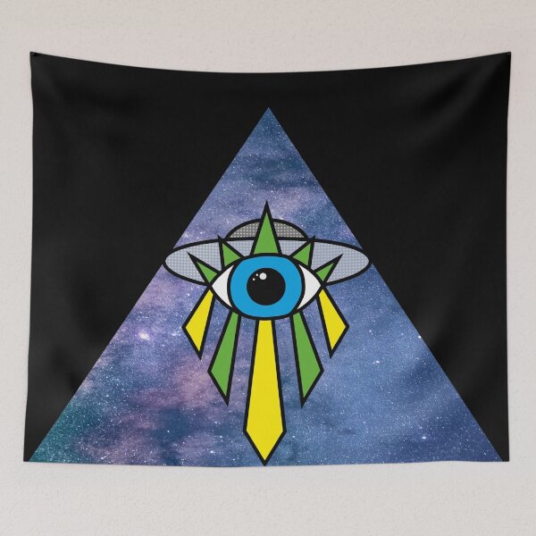 Item preview, Illuminati Pyramid UFO Eye Art Deco Geometric Galaxy Starry Sky Space designed and sold by Ciara Shortall.