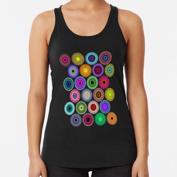 Polka Dot with Math Stars on Black 2 Racerback Tank Top