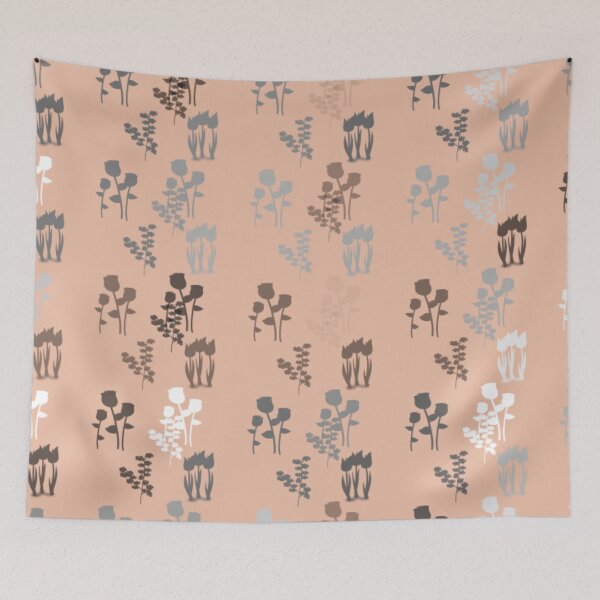 Item preview, Beige Flower Silhouettes designed and sold by Poetic Patterns Studio.