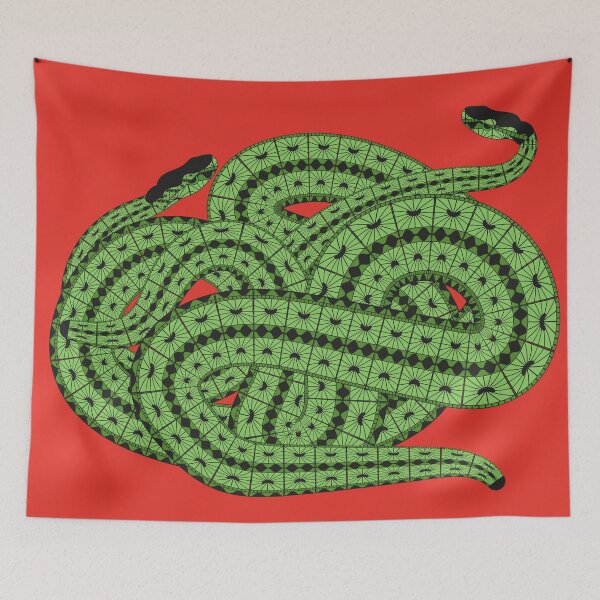 Item preview, Two Slithering Green Snakes Reptiles designed and sold by Anna Lemos.