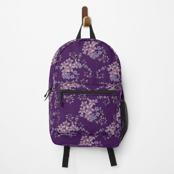Item preview, Violet and Forget Me Nots on Dark Plum designed and sold by HildegunStudio.