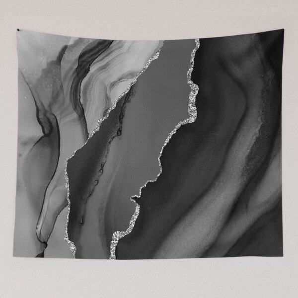 Item preview, Black, White (Faux) Marble With Silver-Color Veins designed and sold by DEC02.