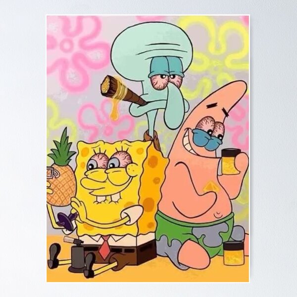 spongebob squidward and patrick high Poster