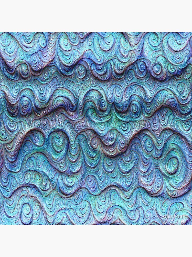 Thumbnail 3 of 3, Sticker, Frozen sea liquid lines and waves #DeepDream designed and sold by blackhalt.