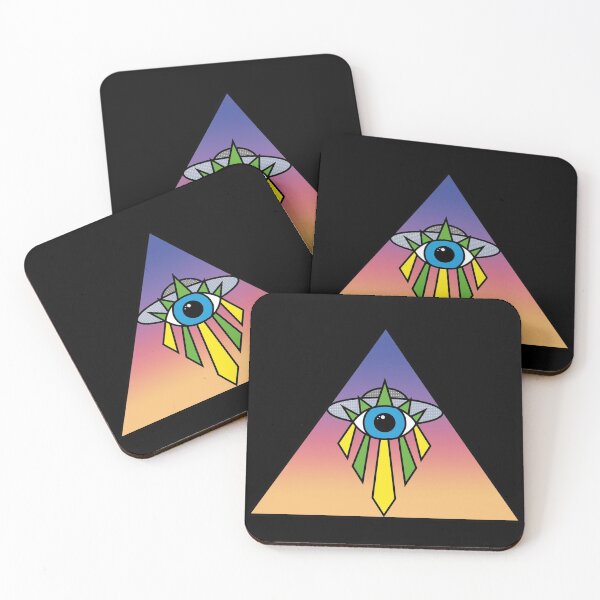Item preview, Illuminati Pyramid UFO Eye Art Deco Geometric Sunset Sky Space designed and sold by Ciara Shortall.