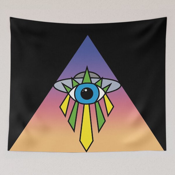 Item preview, Illuminati Pyramid UFO Eye Art Deco Geometric Sunset Sky Space designed and sold by Ciara Shortall.
