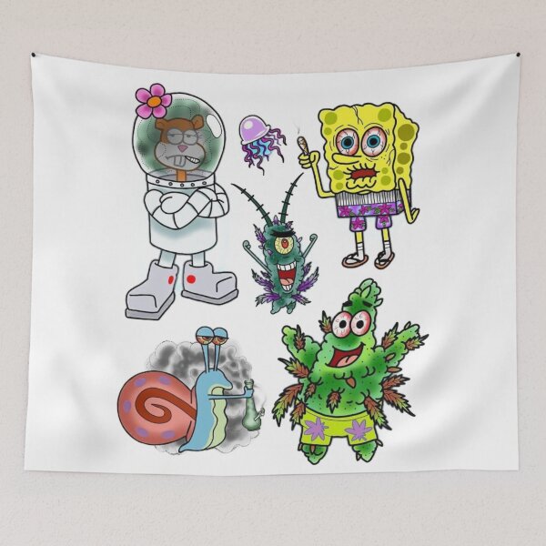 Item preview, Sandy, plankton, spongebob, patrick, Gary and a jellyfish on cloud 9 designed and sold by LYNNEAPUGH.