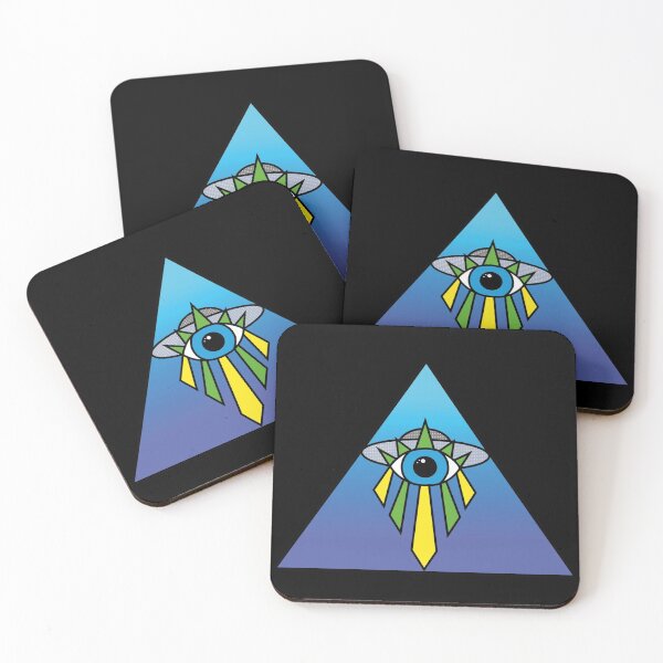 Item preview, Illuminati Pyramid UFO Eye Art Deco Geometric Blue Sky Space designed and sold by Ciara Shortall.