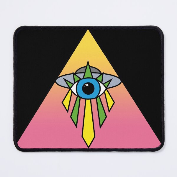 Item preview, Illuminati Pyramid UFO Eye Art Deco Geometric Pink Sky Space designed and sold by Ciara Shortall.