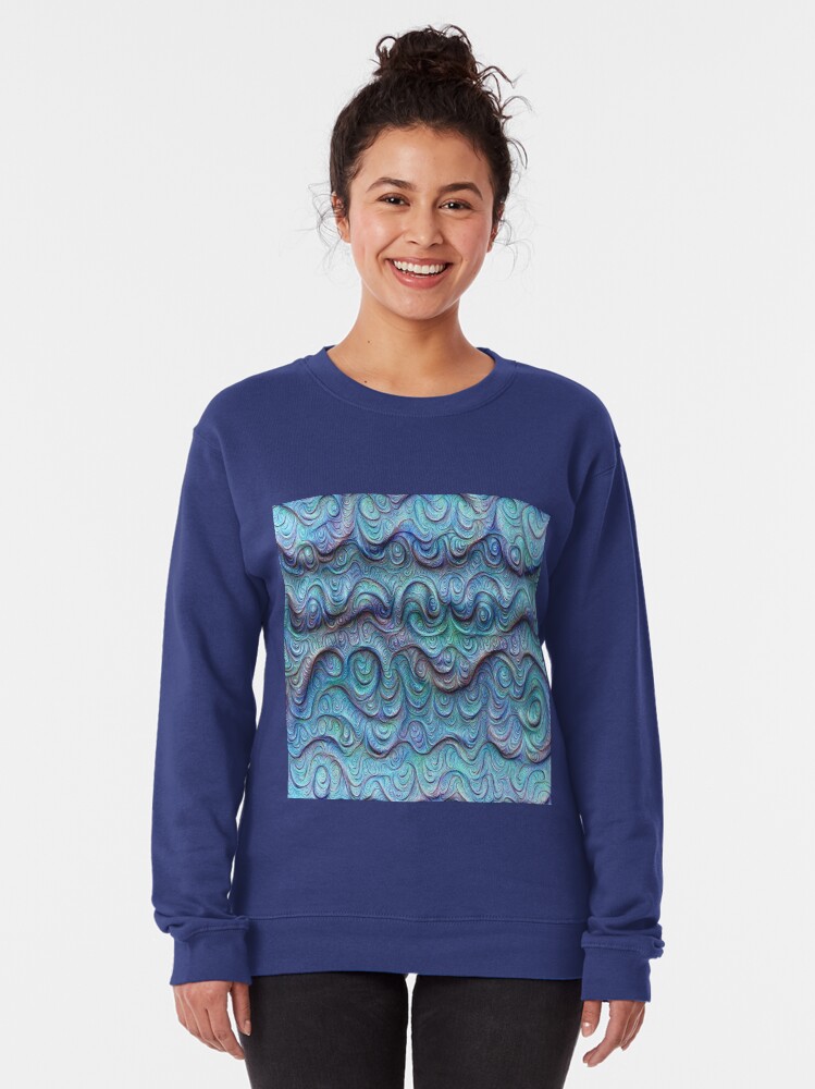 Alternate view of Frozen sea liquid lines and waves #DeepDream Pullover Sweatshirt