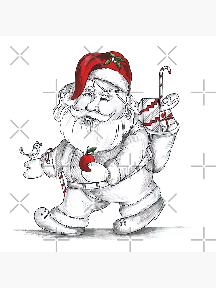 Download Santa Claus Drawing with Christmas Tree Decoration PNG Online -  Creative Fabrica