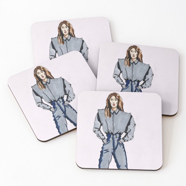 Item preview, Woman Denim Suit Sketch Fashion Illstration by Helen Berk designed and sold by HelenBerkArt.