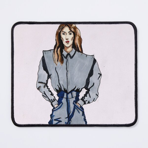 Item preview, Woman Denim Suit Sketch Fashion Illstration by Helen Berk designed and sold by HelenBerkArt.